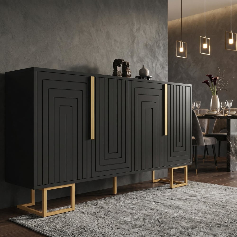 Buffet URBAN MEUBLE ouvert sur ses quatre compartiments