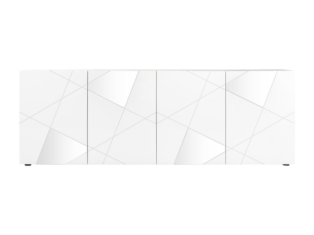 Très grand buffet enfilade CANTIANO blanc laqué 241 cm à 4 portes