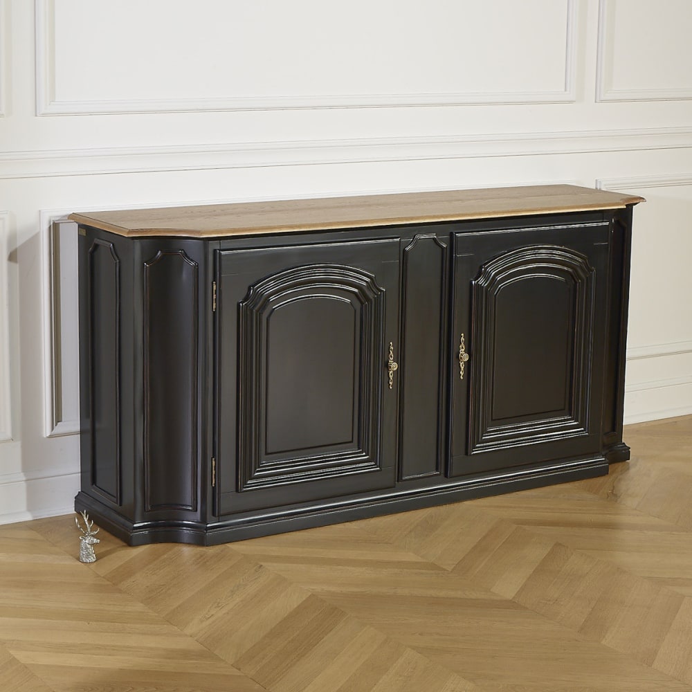 Détail du plateau en chêne cérusé du buffet ELISABETH