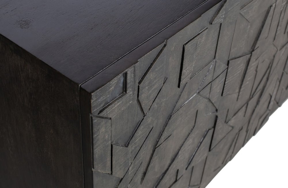 Buffet WOOOD portes ouvertes sur ses volumes de rangement