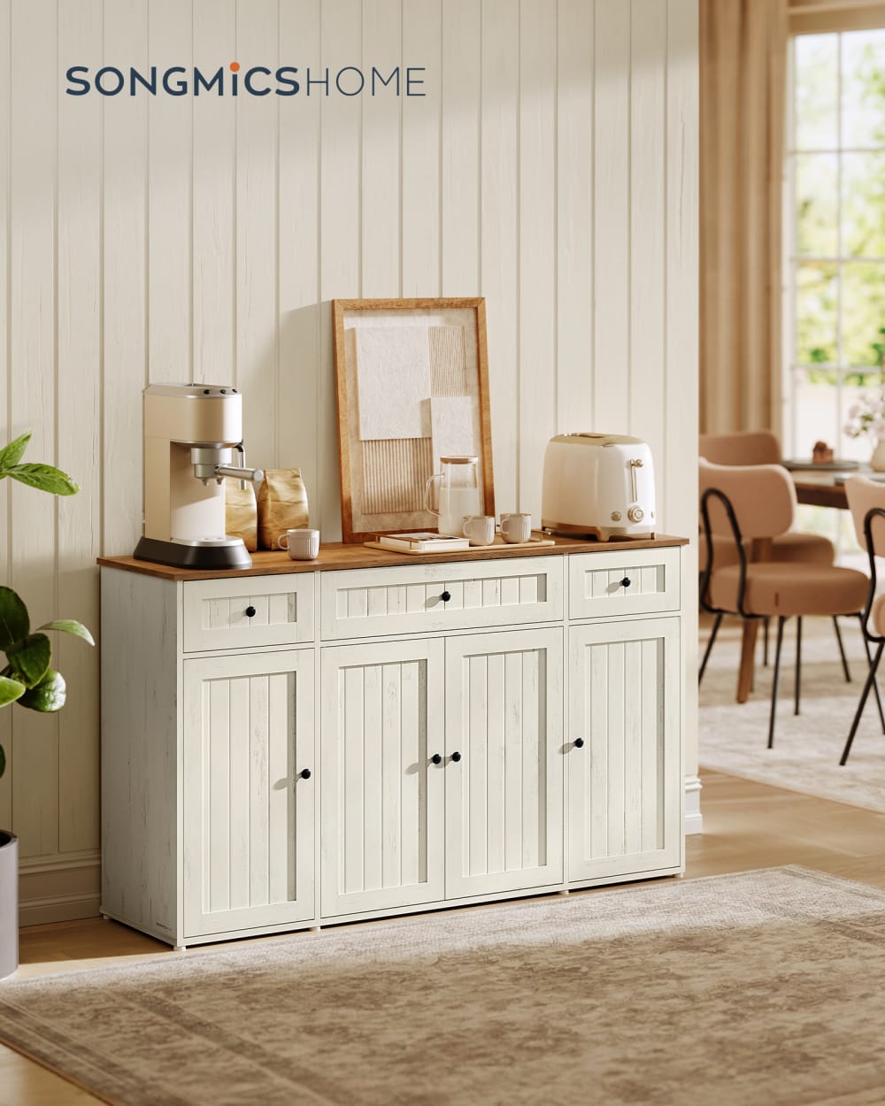 Détail des poignées vintage du buffet HOPU