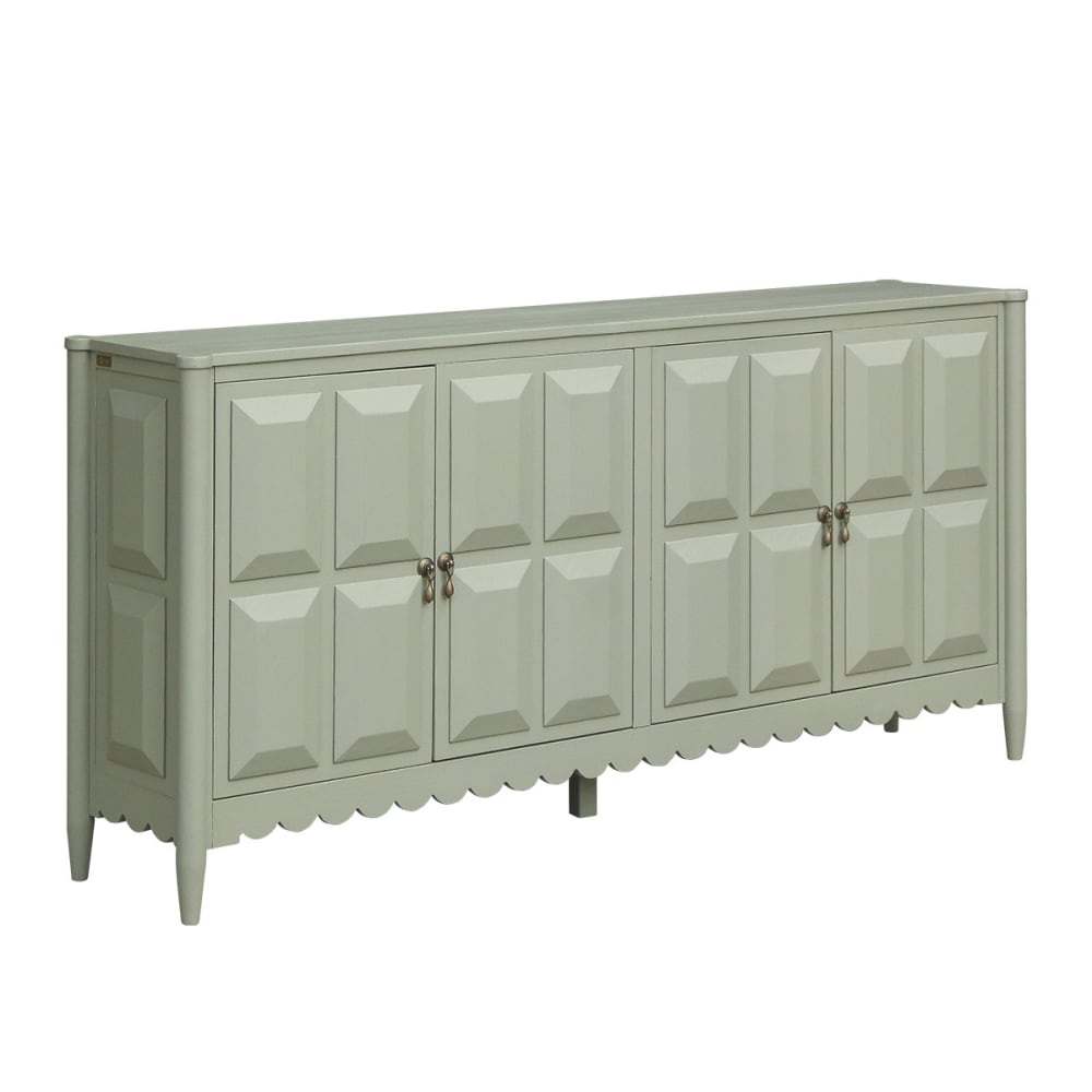 Buffet bahut LUDO en pin massif gris patiné 200 cm à quatre portes