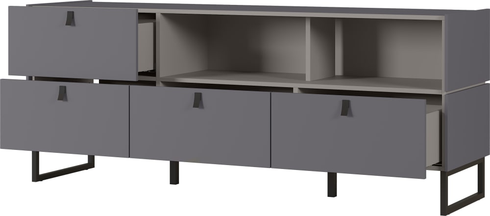 Buffet OBSERVER tiroirs ouverts sur les glissières