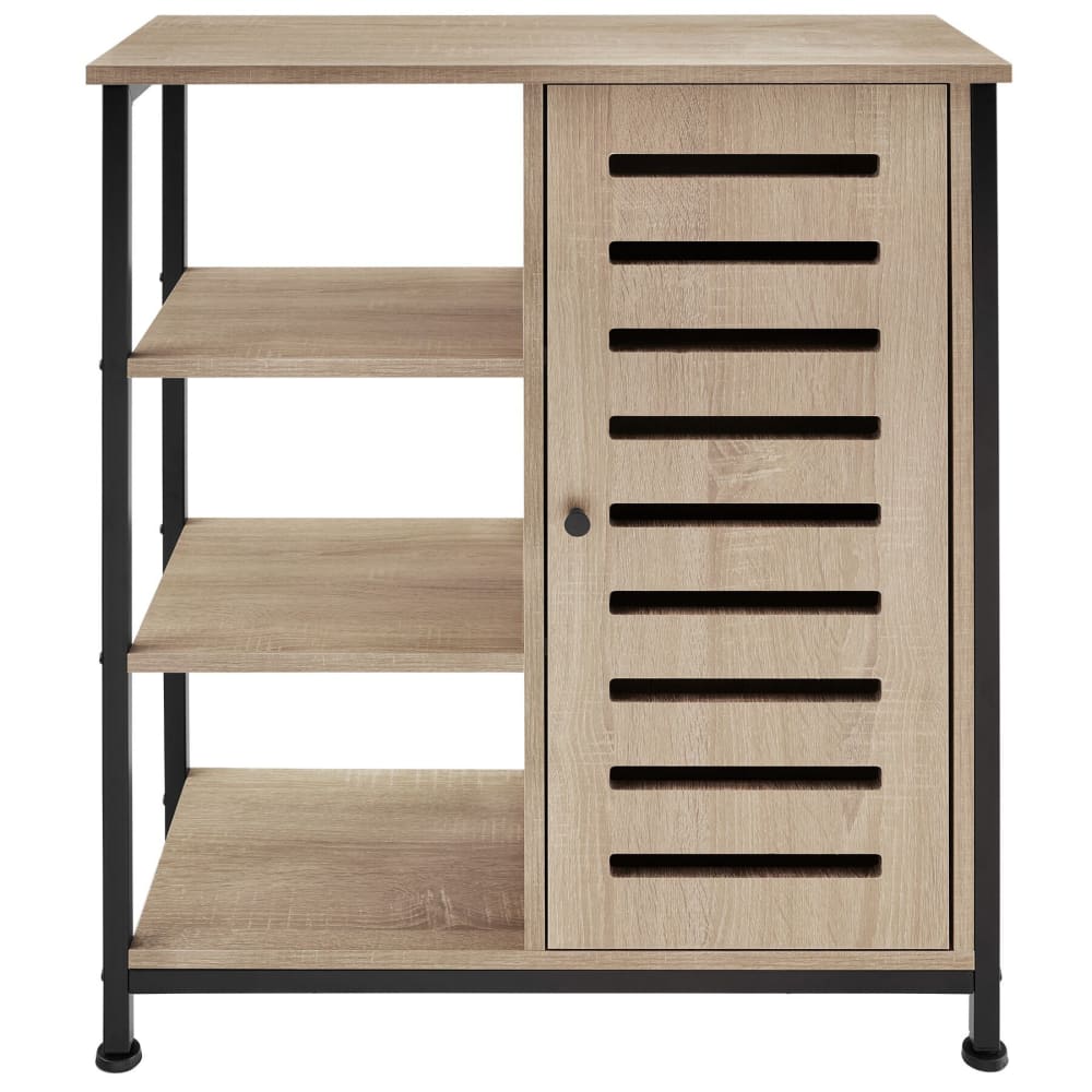 Détail du plateau du buffet TECTAKE en décor bois clair