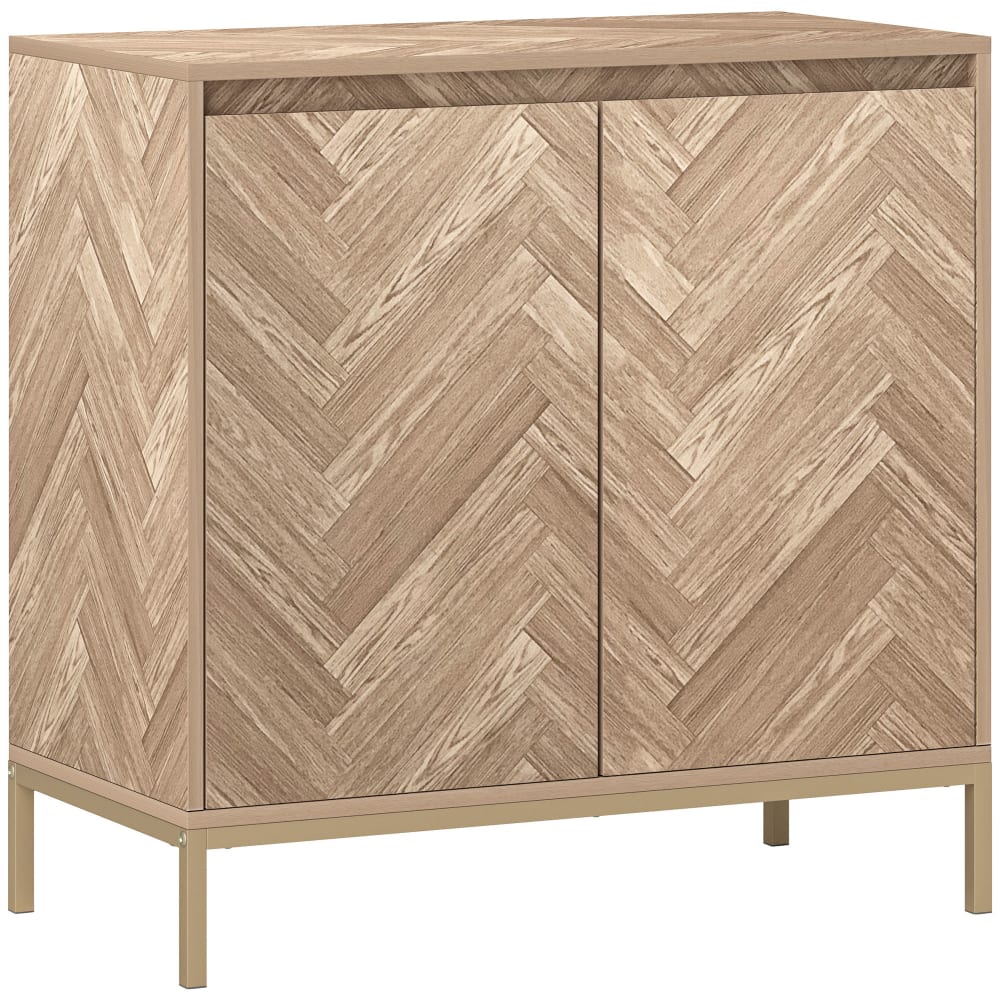 Petit buffet HOMCOM 2 portes à chevrons effet chêne 78 cm
