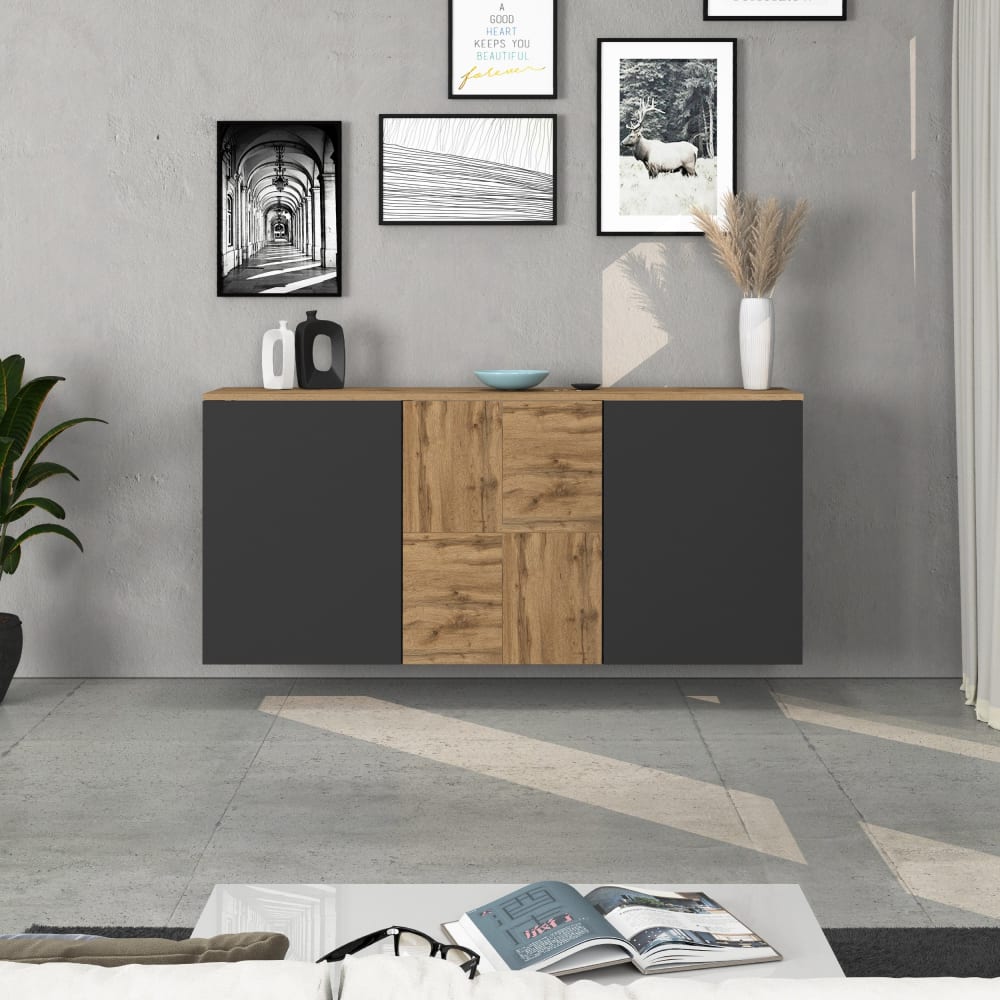 Détail de la façade anthracite mat du buffet ISEO
