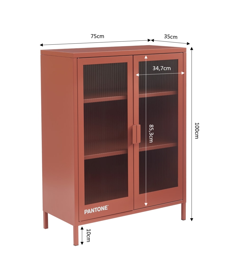 Vue latérale du buffet PANTONE terracotta