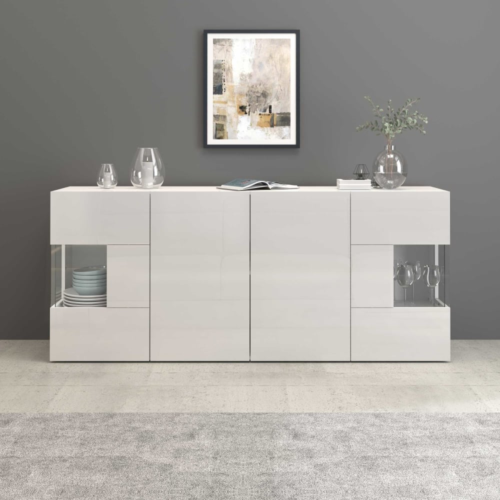 Détail des vitrages du buffet vitrine EGYPT
