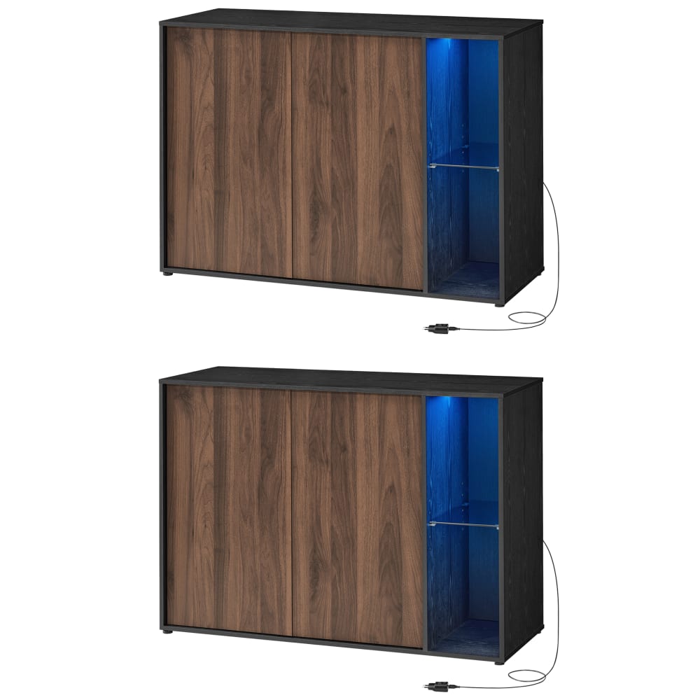 Lot de 2 buffets vitrine SONGMICS HOME noyer naturel avec éclairage 100 cm