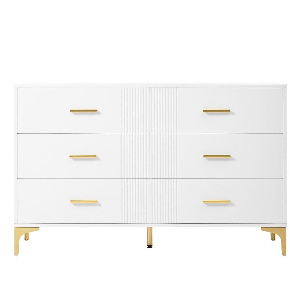 Buffet URBAN MEUBLE blanc 120 cm à façade ondulée et 6 tiroirs