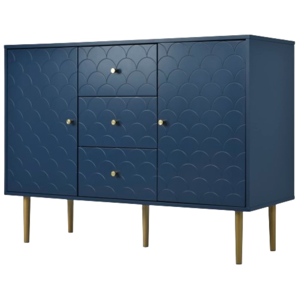 Buffet URBAN MEUBLE bleu marine 120 cm avec 2 portes et 3 tiroirs