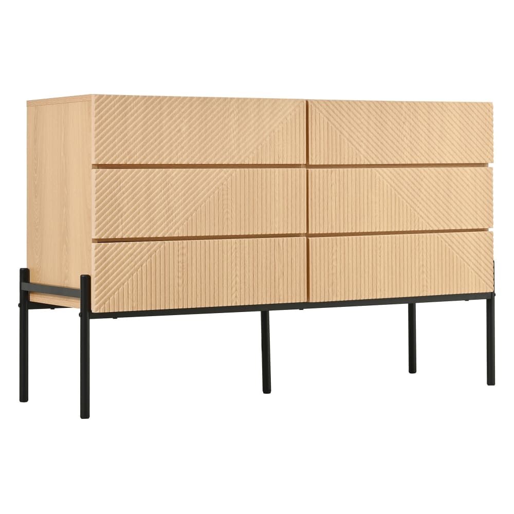 Buffet URBAN MEUBLE bois naturel 116 cm à 6 tiroirs géométriques