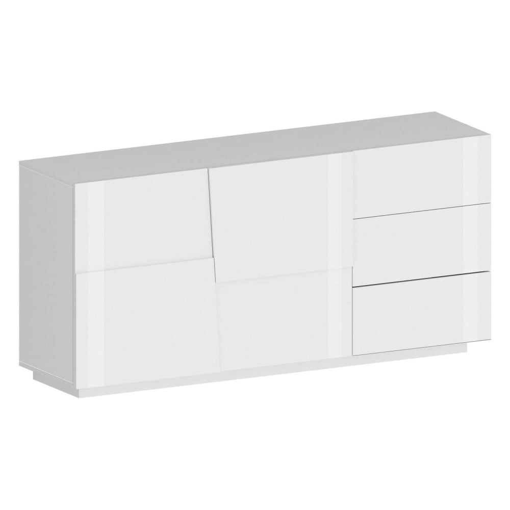 Buffet bahut AVELIGNESE blanc 180 cm 2 portes coulissantes et 3 tiroirs