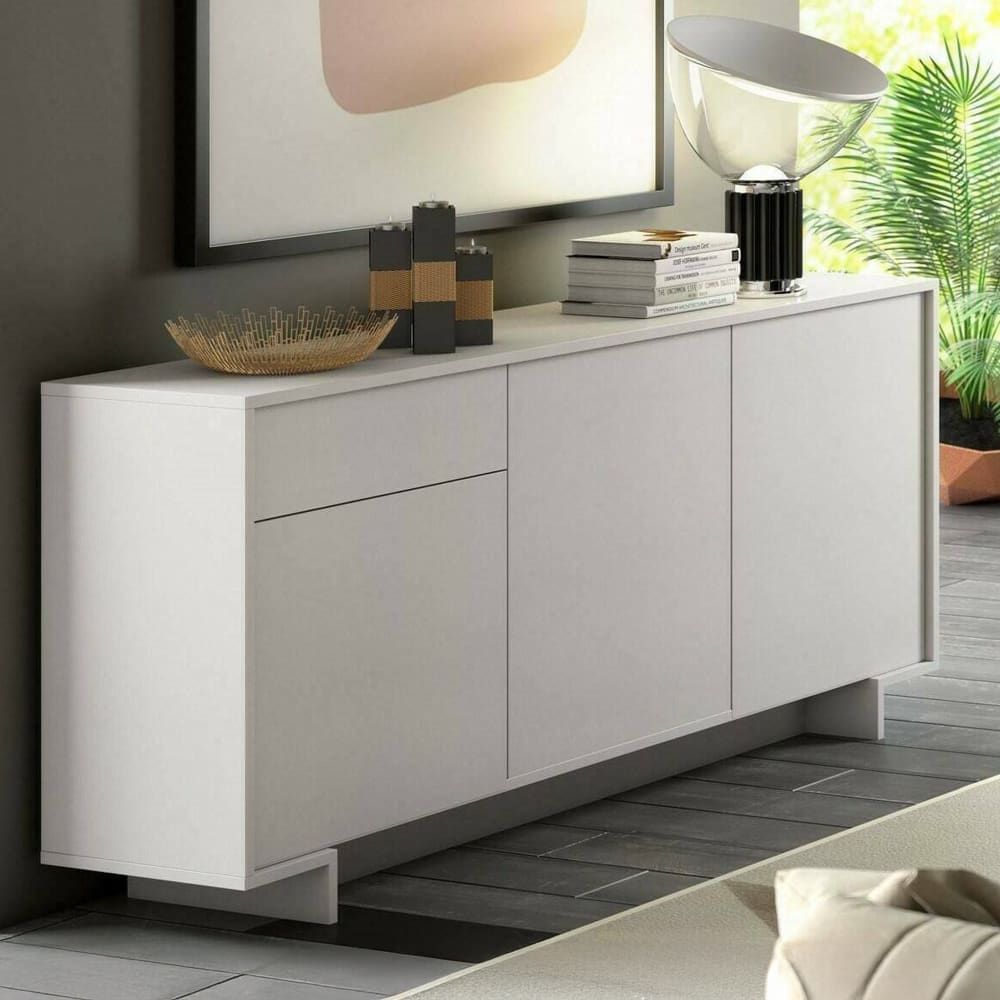 Détail de la façade sans poignée du buffet ARONNE