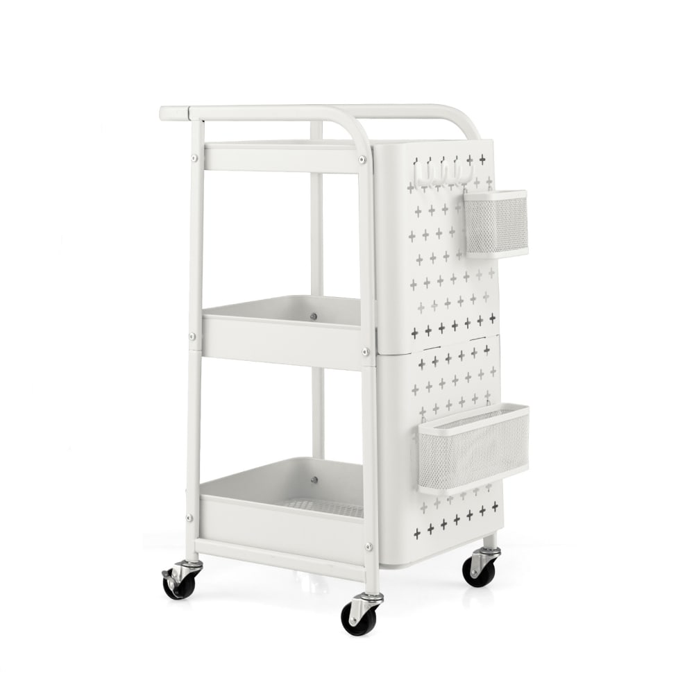 Petit buffet desserte roulante GIANTEX en métal blanc 3 niveaux 52 cm