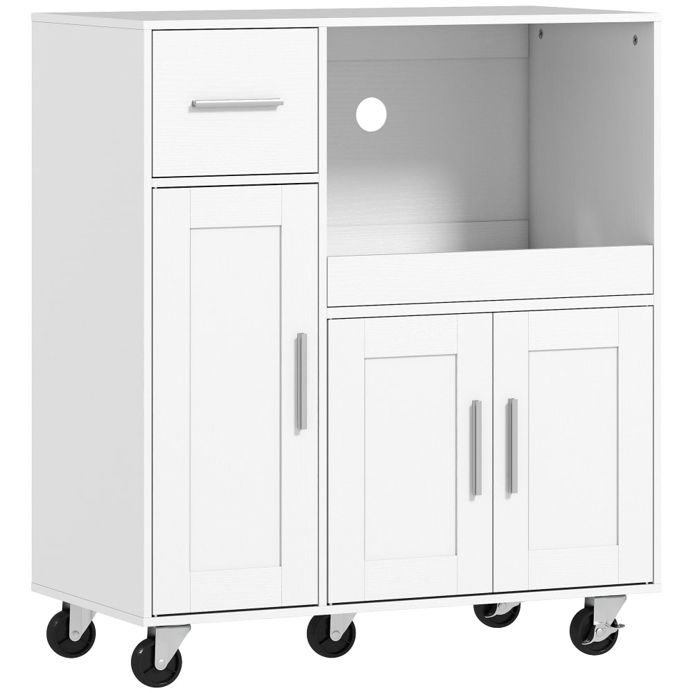 Buffet de cuisine mobile HOMCOM blanc 80 cm sur roulettes