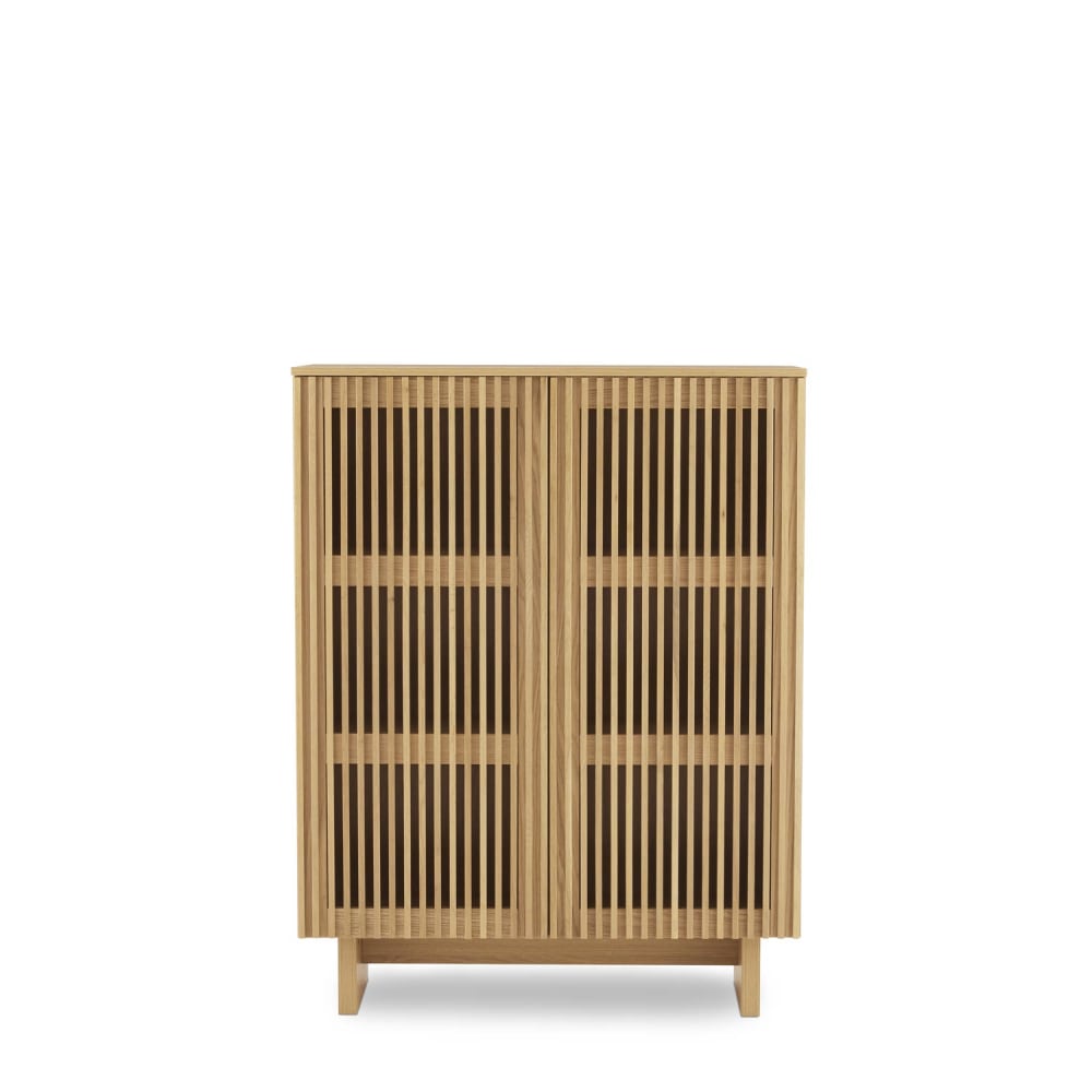 Buffet haut GRANVILLE effet chêne 130 cm de hauteur