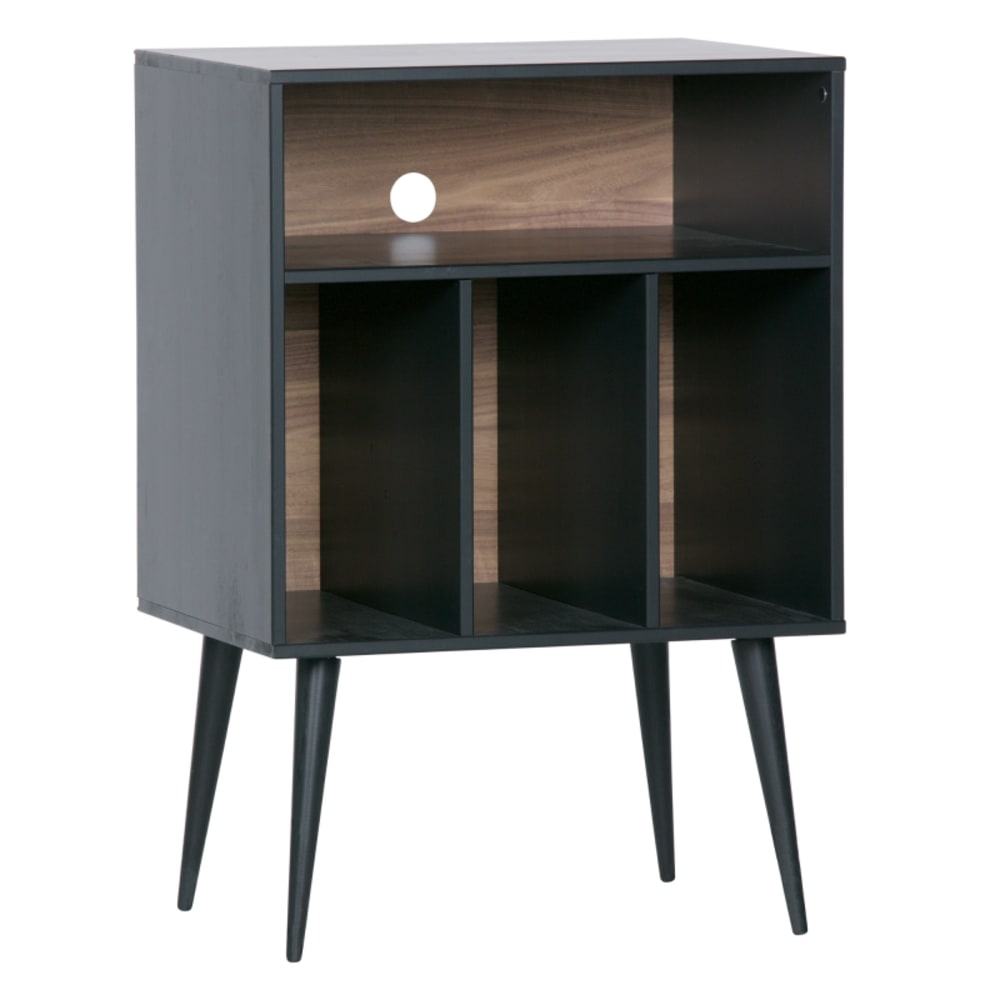 Petit buffet à vinyles en pin noir et marron 60 cm - LAFFERTY