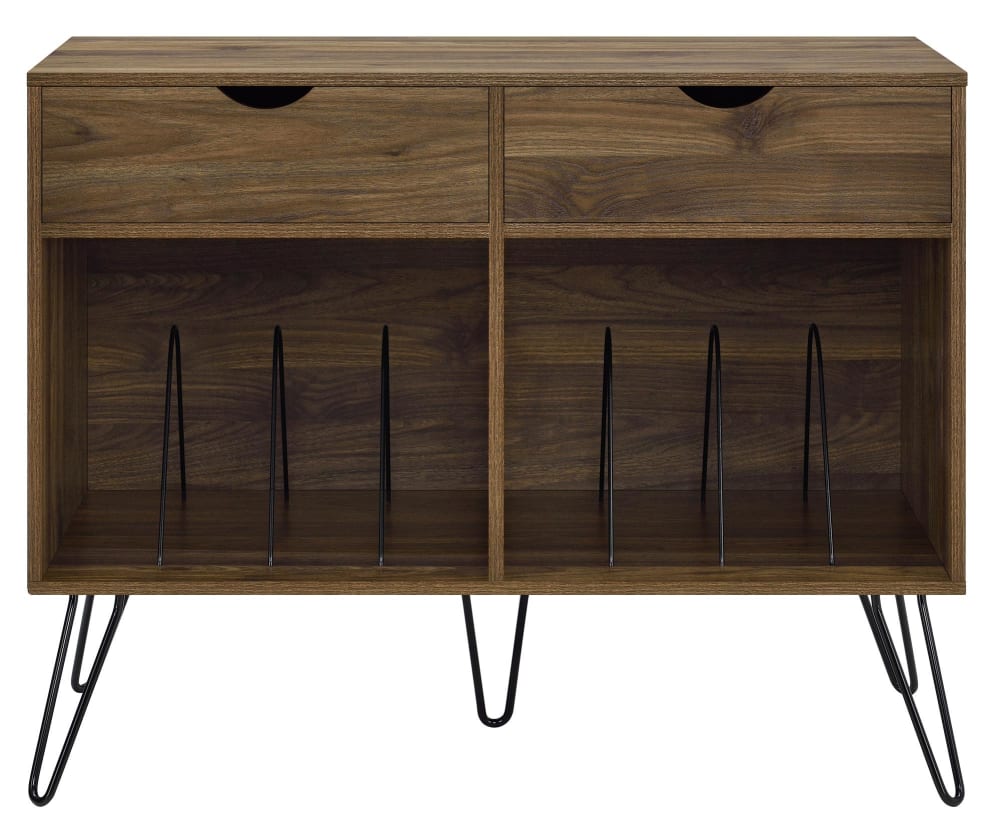 Buffet HARMONY effet noyer 100 cm pour vinyles et platine