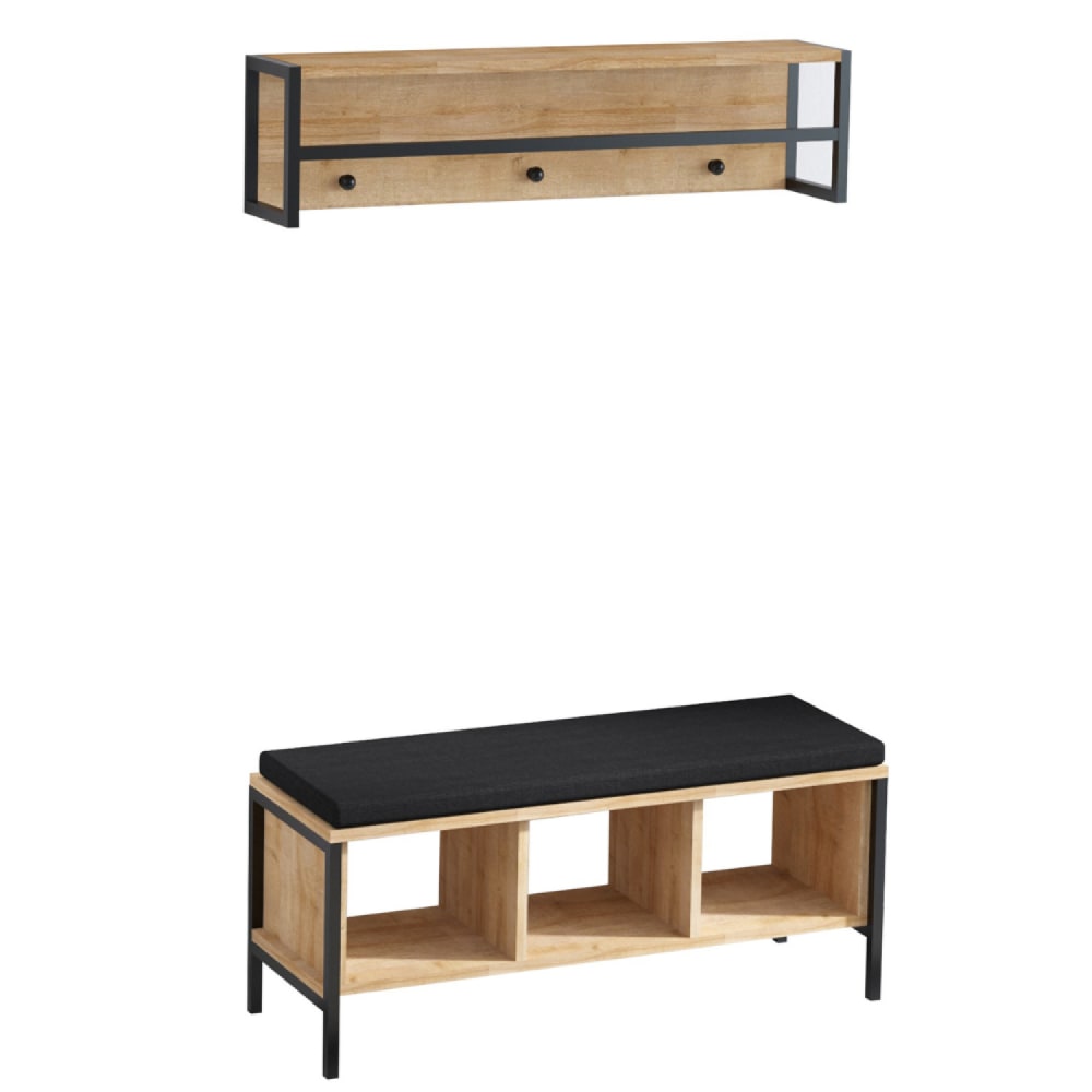 Petit buffet d'entrée TORUN 100 cm en décor chêne et noir