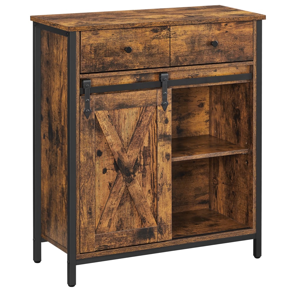 Petit buffet VASAGLE effet bois et métal noir 70 cm avec 1 tiroir