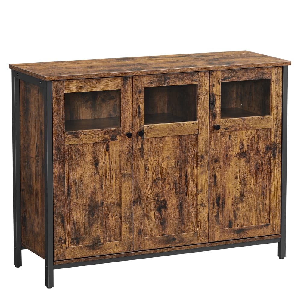 Petit buffet VASAGLE effet bois marron et acier noir 100 cm