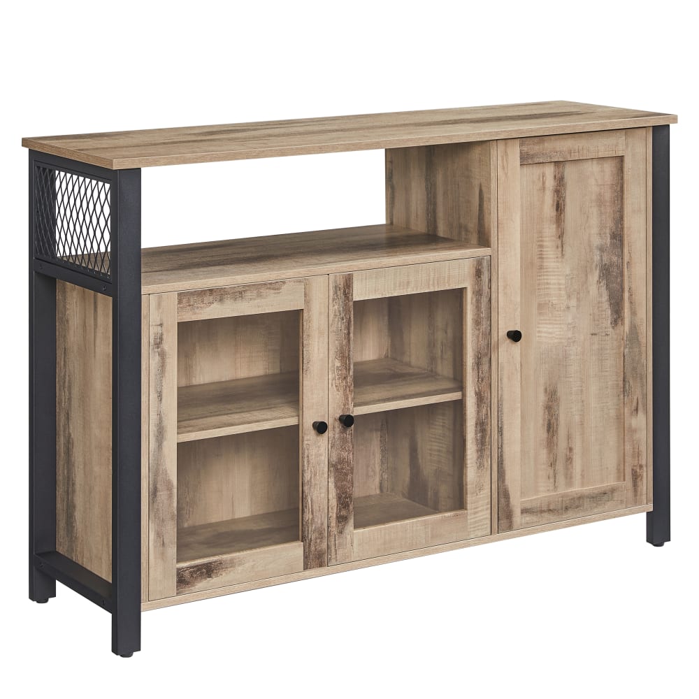 Buffet VASAGLE effet bois et métal noir 110 cm avec 3 portes