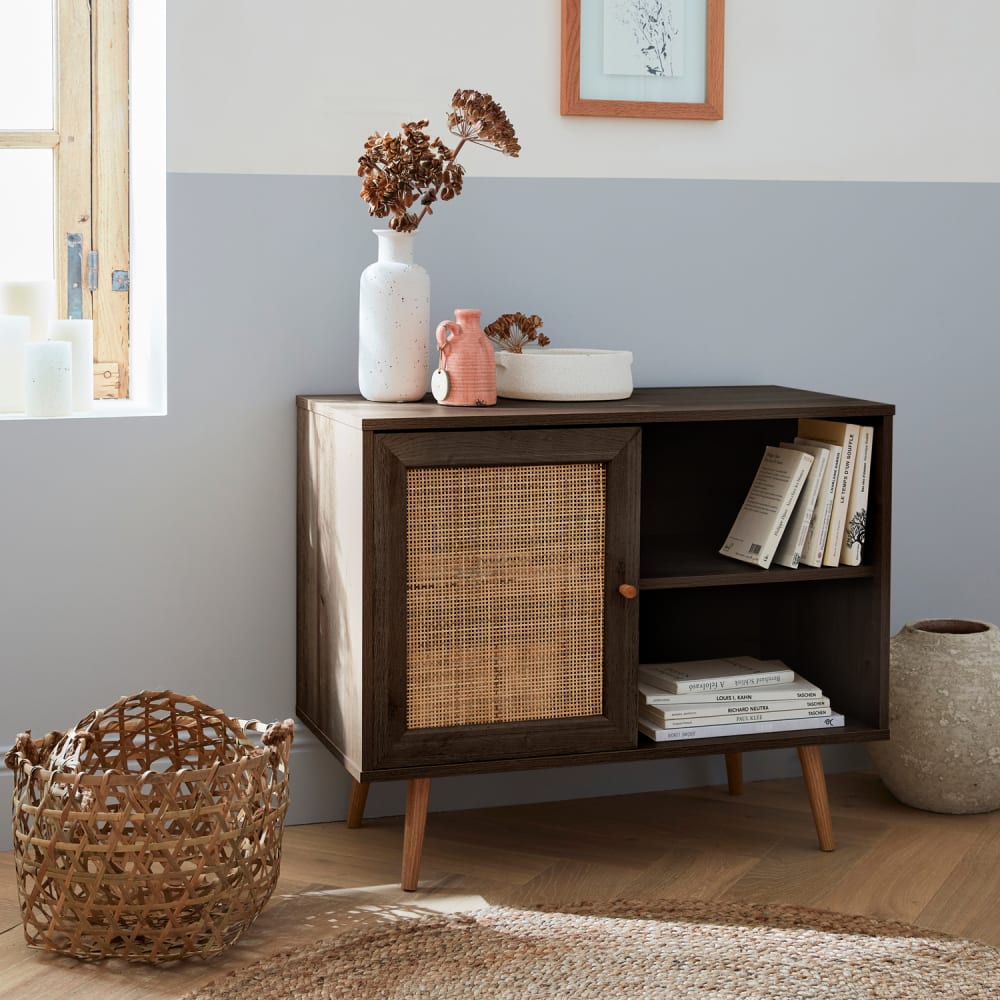 Détail de la porte en cannage du buffet SWEEEK
