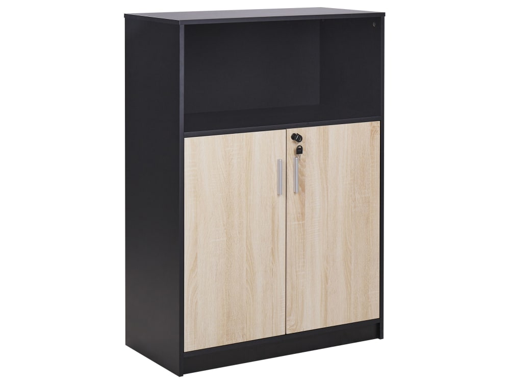 Buffet haut ZEHNA marron 117 cm avec 2 portes verrouillables