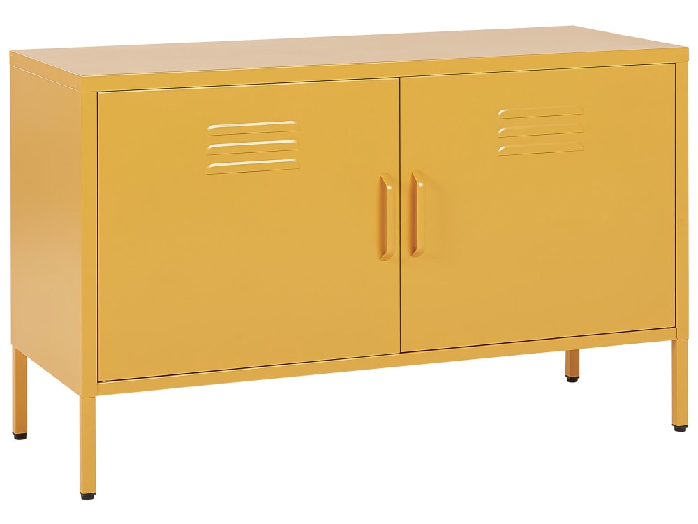 Buffet de rangement URIA 2 portes en acier jaune 100 cm