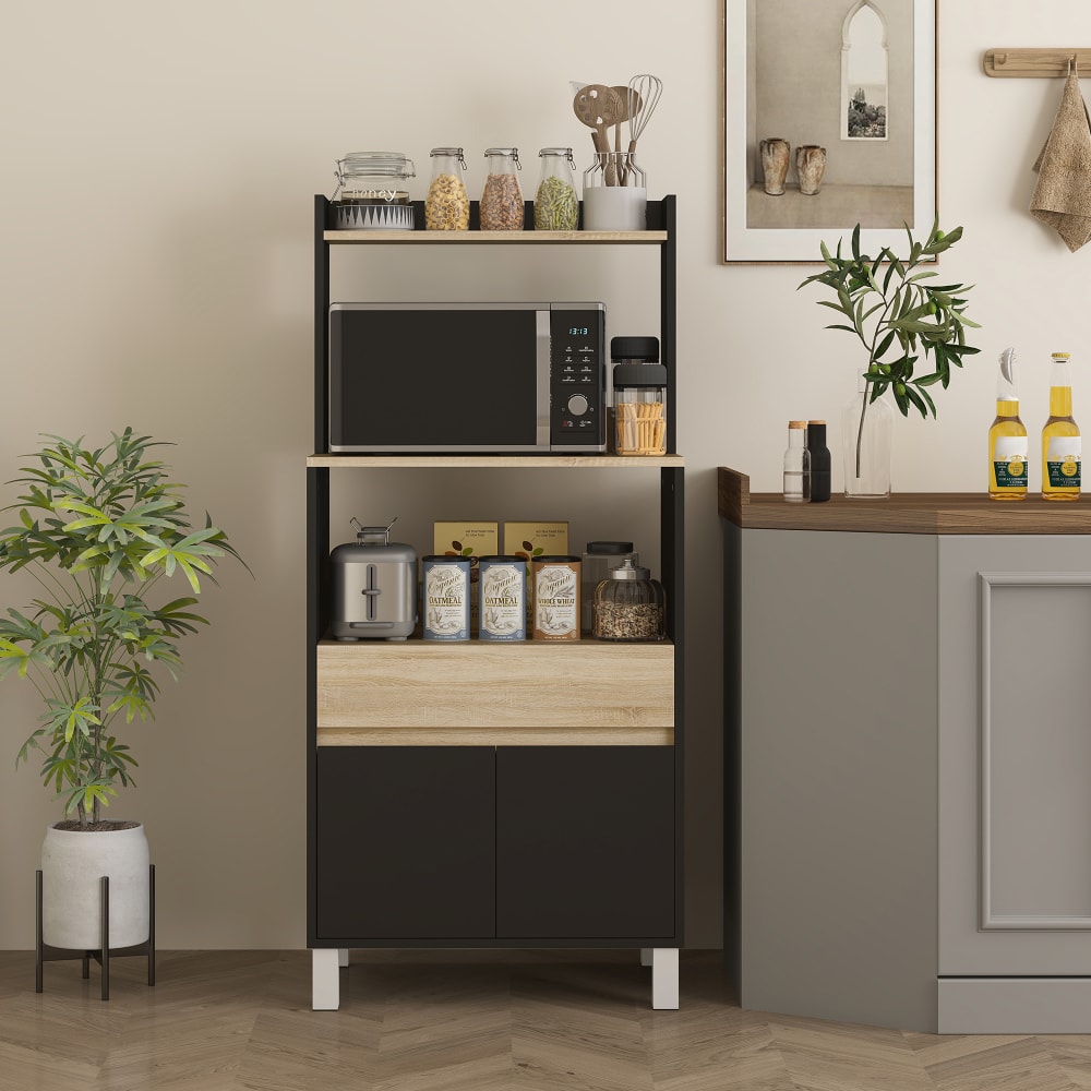 Buffet HOMCOM placard ouvert dans une cuisine