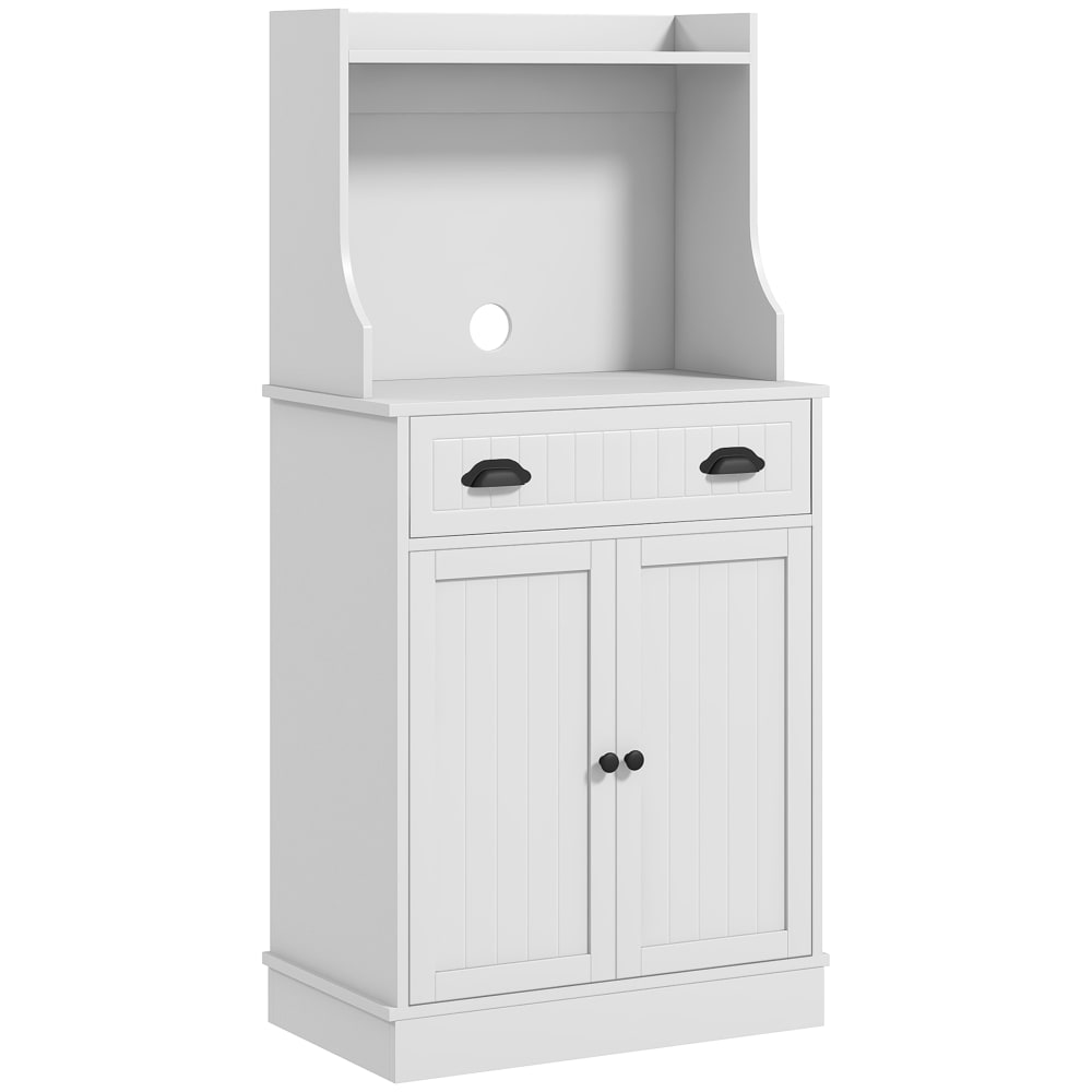 Buffet haut de cuisine HOMCOM blanc 61 cm avec niche micro-ondes et 2 portes