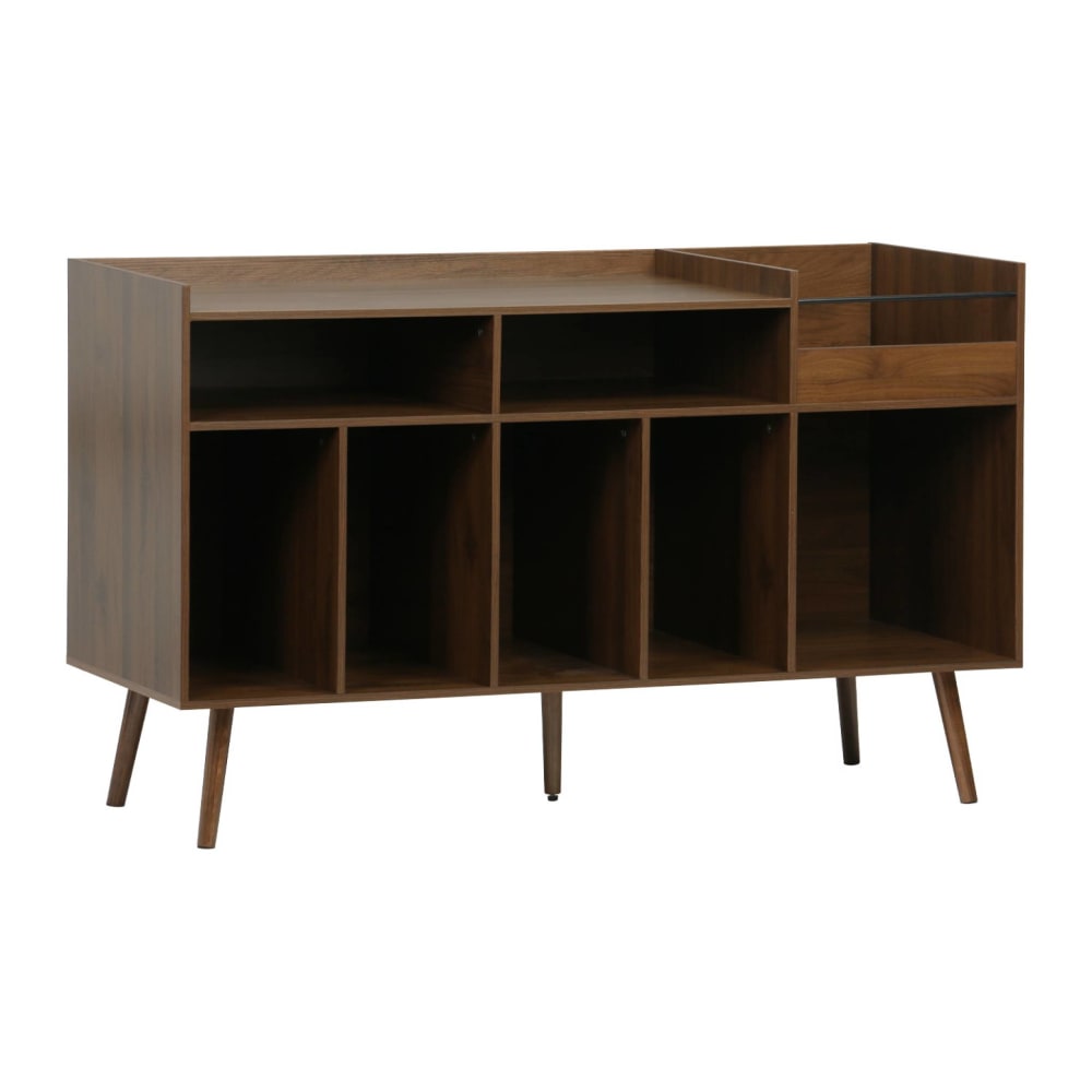 Buffet vinyle vintage NEPAL effet noyer 130 cm avec casiers et niches