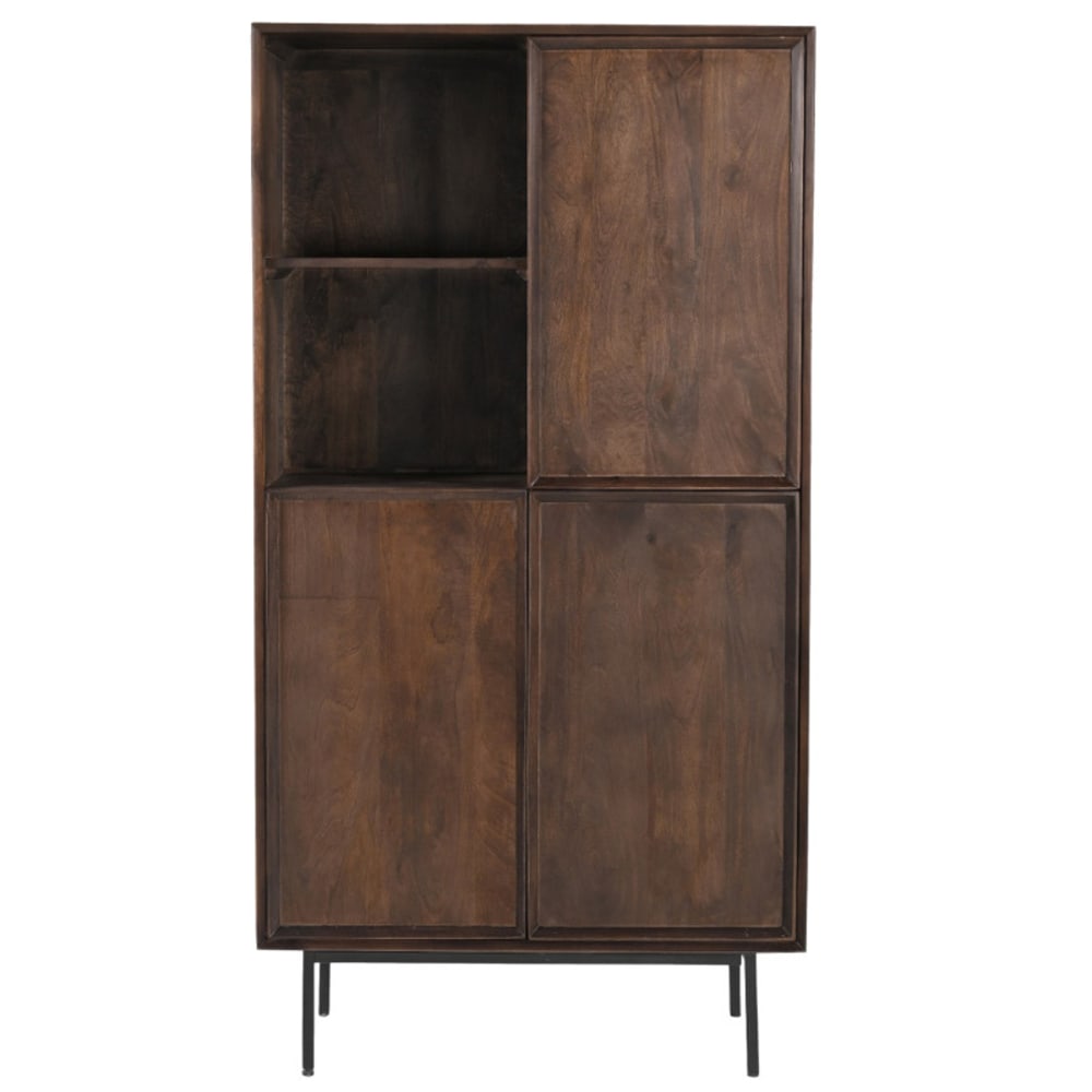 Vaisselier QUARTO en manguier massif finition noyer foncé 90 cm