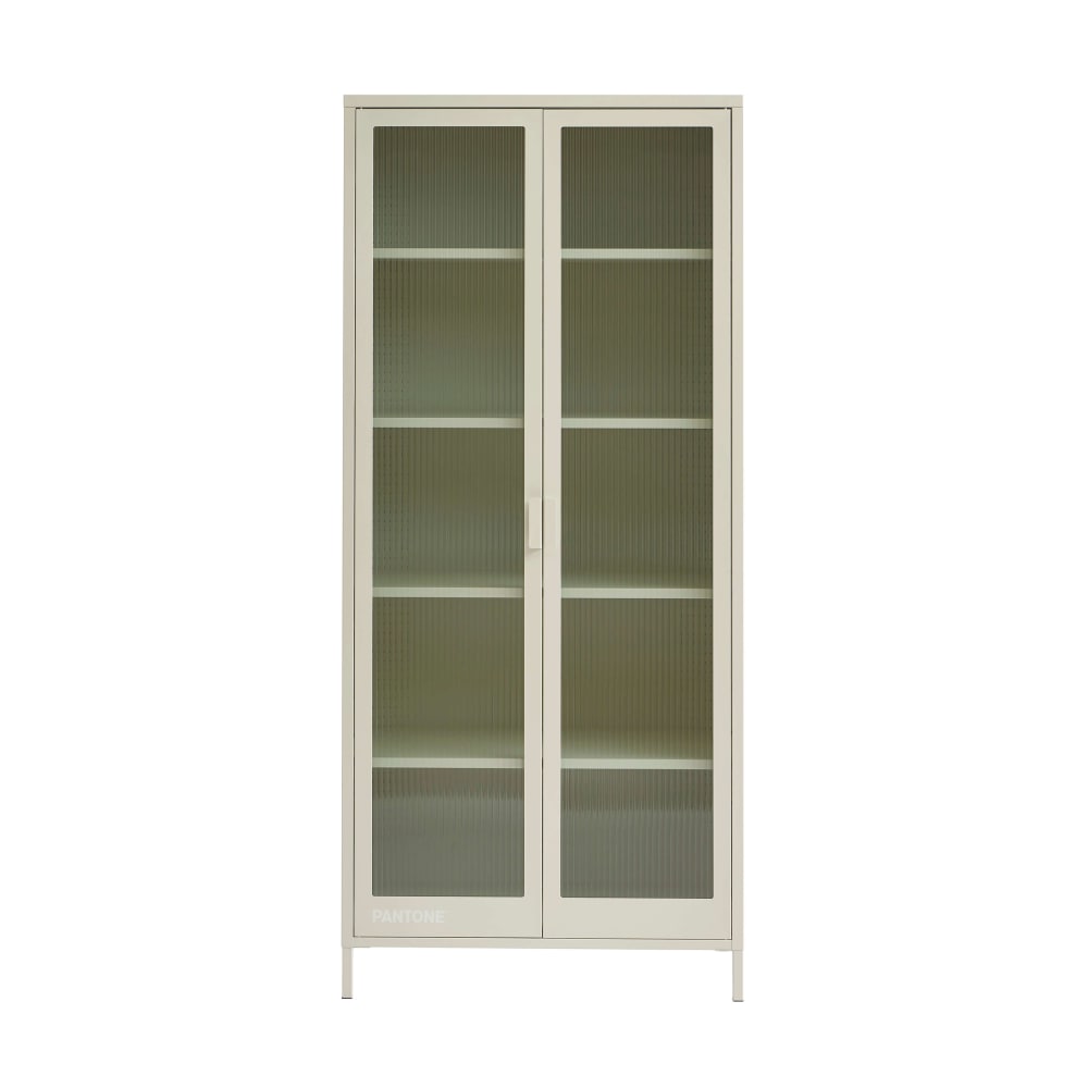 Vaisselier PANTONE en verre cannelé et métal beige sable 180 cm de haut
